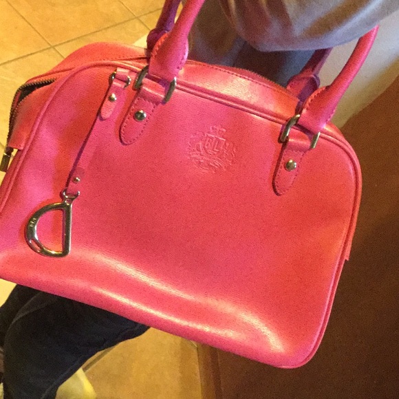 Travel equestrian 🎀Ralph Lauren pink satchel dome dr bag double handle cowgirl - Picture 3 of 9